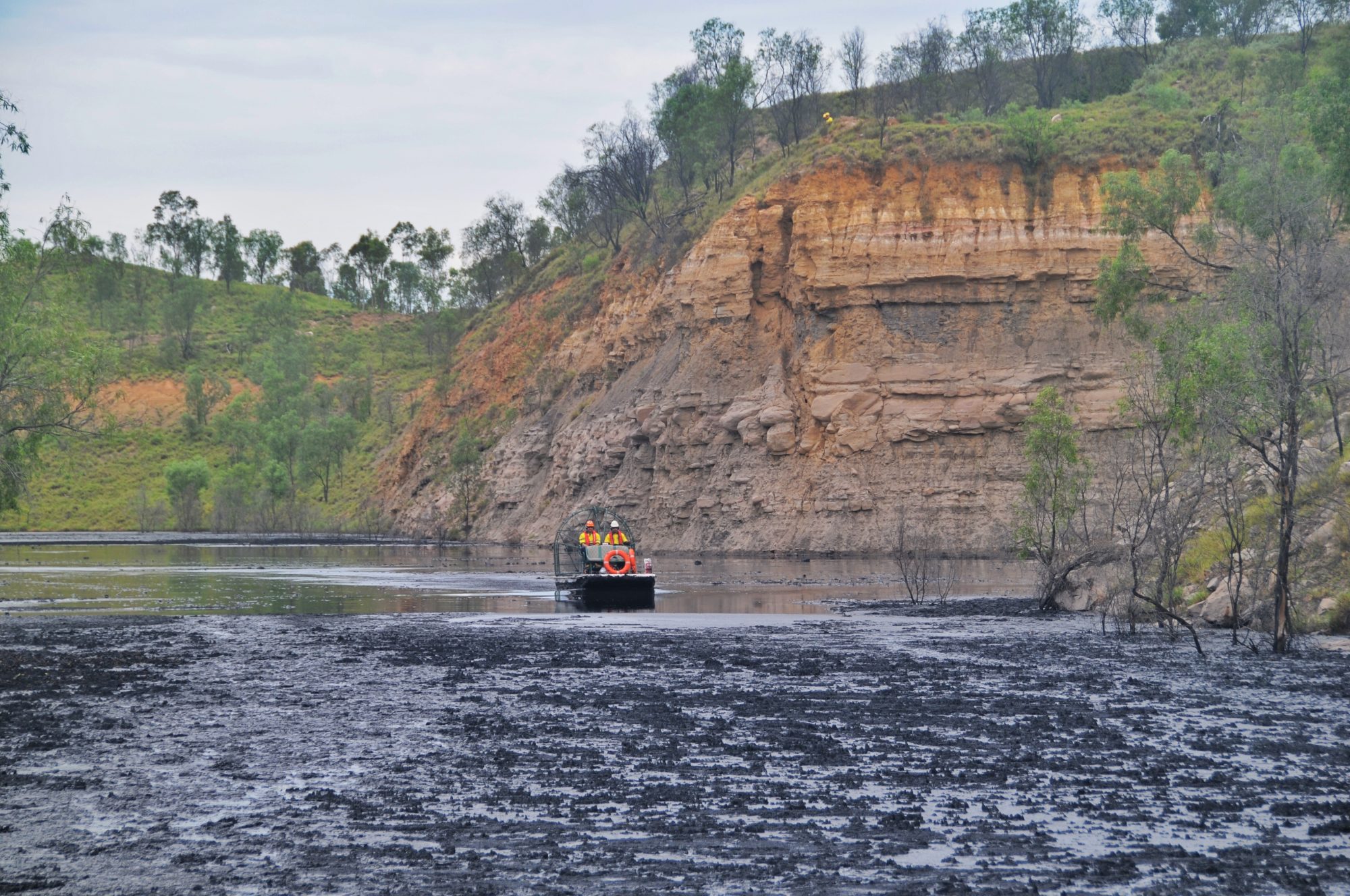 Airboat sampling tailings